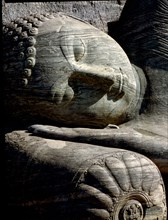 head of reclinning Buddha, Gal Vihara at Polonnaruwa, the second most ancient of Sri Lankas kingdoms