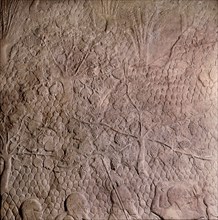 A detail of a relief showing a procession of prisoners after the siege of Lachish