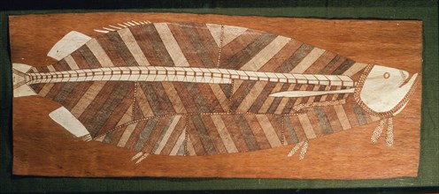 Aboriginal bark painting depicting a fish