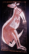 Aborginal bark painting, depicting kangaroos