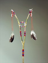Ceremonial skewer which featured in the dances of the Kaispa, or Parted Hair Society