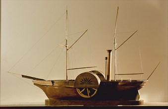 Model of the first Royal Mail paddle steamer on the Stromness Scrabster passage