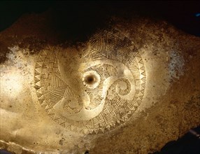 Detail of a bronze shield mount