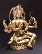 Three headed, six armed goddess, possible a form of Tara