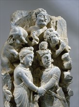 Frieze fragment depicting a scene from the legend of the Temptation of Mara