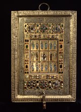 The outer container of a reliquary of the True Cross one of the richest and most elaborate ensembles of Byzantine enamels to have survived the sack of Constantinople in 1204