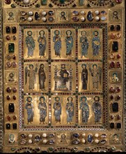 Detail of the outer container of a reliquary of the True Cross, one of the rich  est and most elaborate ensembles of Byzantine enamels to have survived the sack of Constantinople in 1204