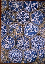 Mismatched Iznik style tiles from a wall panel