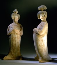 A pair of tomb figures of court ladies