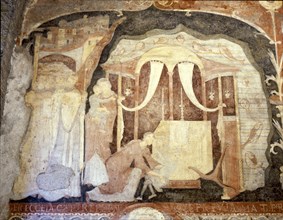 Fresco scene from the life of St Alessio in the church of San Clemente