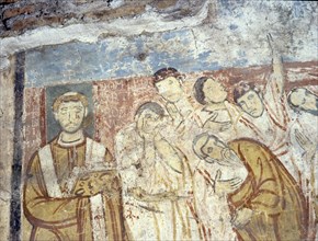 Fresco scene from the life of St Alessio in the church of San Clemente