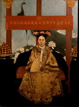 Portrait of the Empress Dowager Tzu hsi, painted by a naive Chinese artist from a photograph taken in 1903