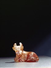 Cornelian amulet of a seated bull