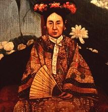 Portrait of the Empress Dowager Tzu hsi, painted by a naive Chinese artist from a photograph taken in 1903