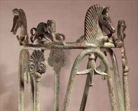 Detail of incense burner stand depicting horse heads and sphinxes