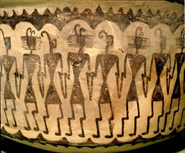 Potsherd with a design of figures in a ceremonial dance