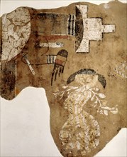 Rare wall painting depicting a woman dancer holding twigs