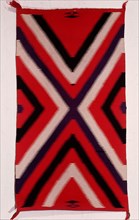 Red and blue german town rug