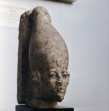 The head from a half life size standing statue of King Sesostris III