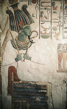 A detail of a wall painting in the tomb of Queen Nefertari
