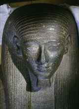 Detail of the lid of the inner scarcophagus, originally from an unidentified XIXth Dynasty burial but reused in the burial of XXIst Dynasty Pharaoh Psusennes I in the royal necropolis at Tanis