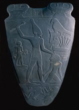 The Narmer Palette commemorates the victories of King Narmer identified as King Menes, the unifier of Upper and Lower Egypt