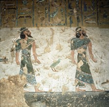 A detail of a wall in the tomb of Ramses III painted with scenes from the Book of Gates