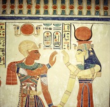 A detail of a wall painting in the tomb of Amen hor khepeshef