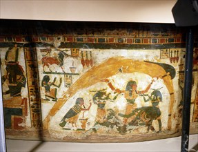 A detail of the painted sarcophagus of Butehamun