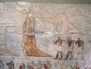 A relief in the tomb of Mereruka depicting an offering scene