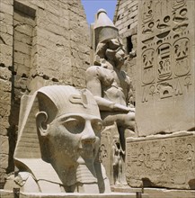 Monumental sculpture and relief carvings at Luxor