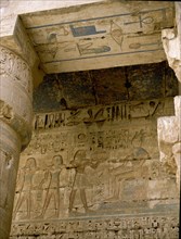 The pharaoh Ramesses III offering to the god Horus