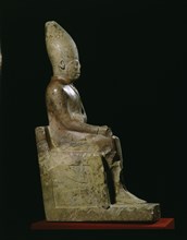 A statue of Khasekhem, one of two statues deposited in the temple of Horus in Hierakonpolis