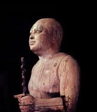 Probably the most celebrated private statue of the Old Kingdom, this wooden statue of Ka Aper, also known as Sheikh el Beled ( Headman of the Village ), portrays a corpulent ageing man with an express...