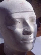 A so called reserve head, one of a group of Old Kingdom sculptures which realistically portray a variety of human types, probably officials