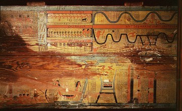 Detail from the floor of one of the coffins of Gua, chief physician of Djehutyhotep, governor of Bersha