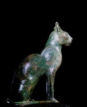 A bronze figure of a cat