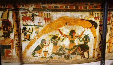 A detail of the painted sarcophagus of Butehamun