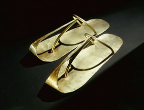 Gold sandals found on the mummified body of the king Shoshenq II