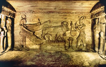Offering scene with the sacred bull, Apis