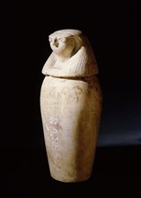 One of a set of four canopic jars used to preserve the internal organs of Prince Hornakht each in the form of one of the Four Sons of Horus