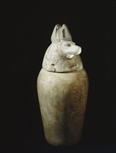One of a set of four canopic jars used to preserve the internal organs of Prince Hornakht each in the form of one of the Four Sons of Horus