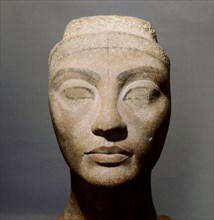 The unfinished head of Queen Nefertiti, wife of Akhenaton