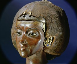 The head of Queen Tiye, wife of Amenophis III and mother of Akhenaten