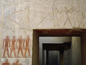 Reliefs surrounding a doorway in the tomb of Mereruka