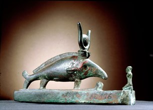Bronze figure of an oxyrhynchus, the fish said to have eaten the phallus of Osiris when Seth dismembered the god and cast his body in the Nile