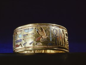 Gold bracelet from the tomb of Psusennes I, one of 22 bracelets  found on the kings arms