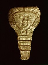 Sheet gold relief mask of the goddess Hathor