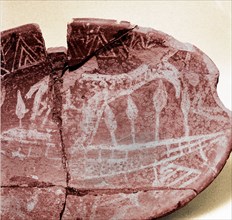 Pottery fragment with depiction of giraffe
