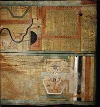 Detail from the floor of one of the coffins of Gua, chief physician of Djehutyhotep, governor of Bersha